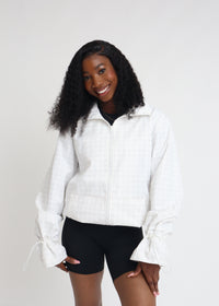 White Gingham Windbreaker